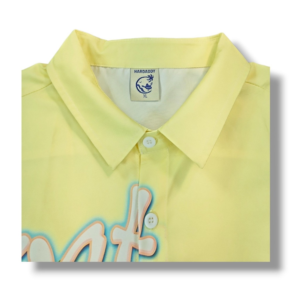 Hardaddy BOAT DRINKS Hawaiian‎ Button Up Short Sleeve Yellow Shirt Men's XL - Picture 6 of 10